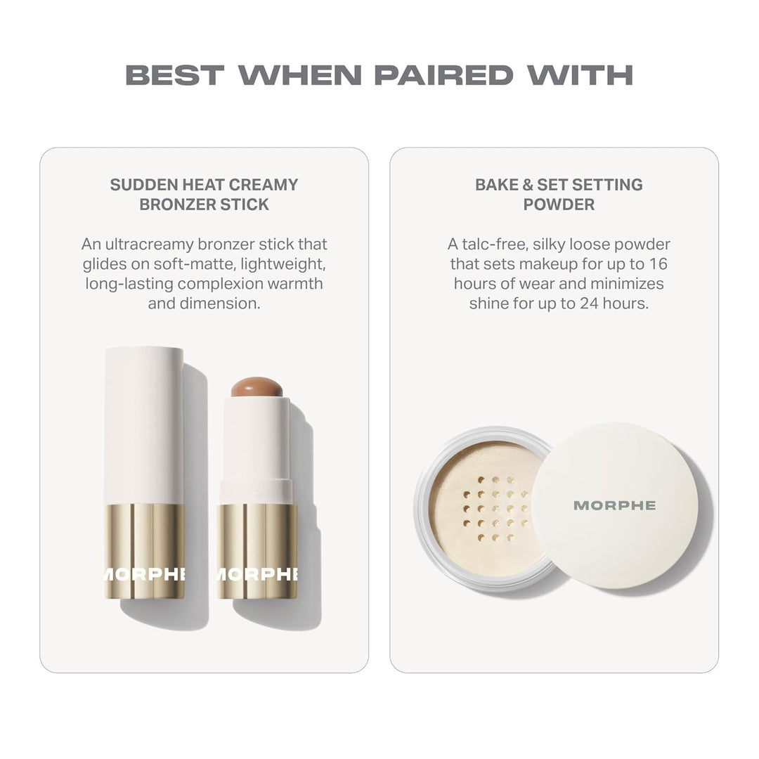 Morphe Cheek Thrills Multi-Finish Face Trio - Blush for Cheeks with Cream, Balm, and Powder Finishes - Buildable Monochromatic Face Palette for Glow and Dimension