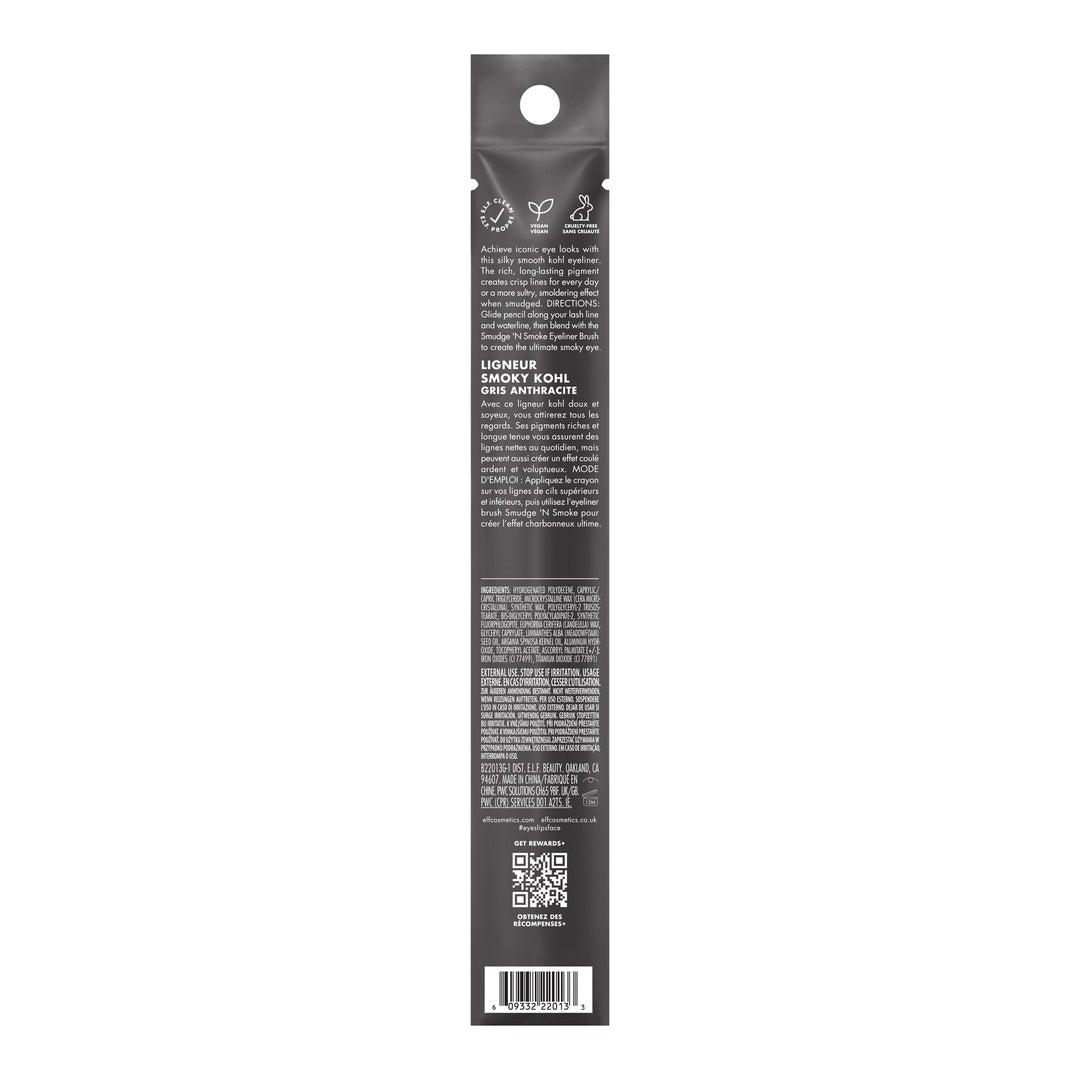 e.l.f. Smoky Kohl Eyeliner, Eye Pencil For Creating Long-Lasting, Bold, High-Pigmented Makeup Looks, Vegan &amp; Cruelty-Free