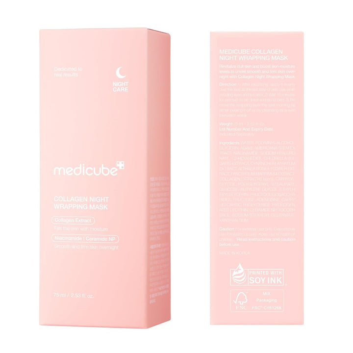 medicube Wrapping Mask Collagen Overnight Peel Off Facial Mask | Elasticity &amp; Hydration Care, Reduces Sagging &amp; Dullness | Hydrolyzed Collagen For Glowing Skin | Korean Skin Care, 2.53 fl.oz