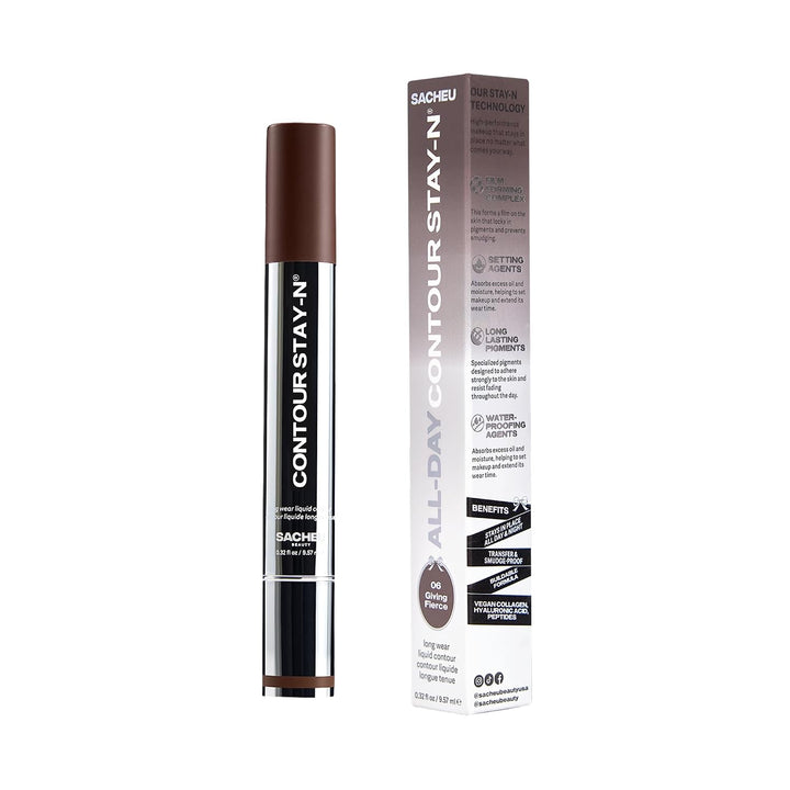 Sacheu Liquid Contour STAY-N Cream Contour, Longwear, Blendable &amp; builable formula, lightweight, transfer &amp; smudge-proof, vegan collagen, hyaluronic acid &amp; peptide