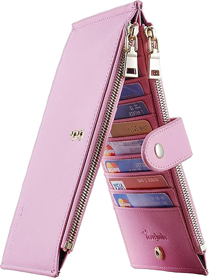 Travelambo Womens Wallet RFID Blocking Bifold Multi Card Case Wallet with Zipper Pocket