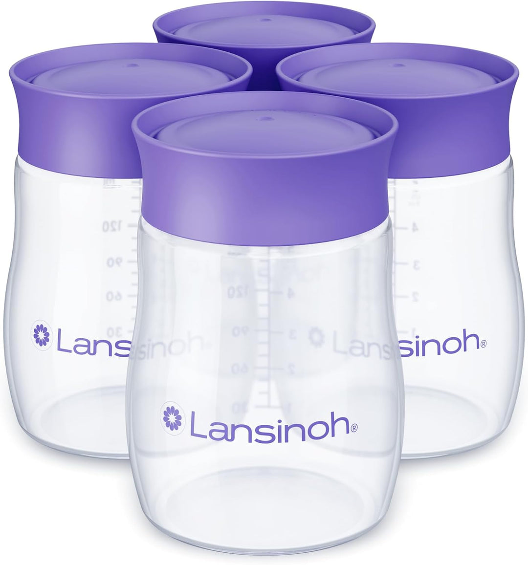 Lansinoh Breastmilk Storage Bottles | 4-Pack 5oz BPA &amp; BPS-Free | Pump-to-Storage Feeding Bottles | Compatible with Lansinoh Breast Pumps and Nipples