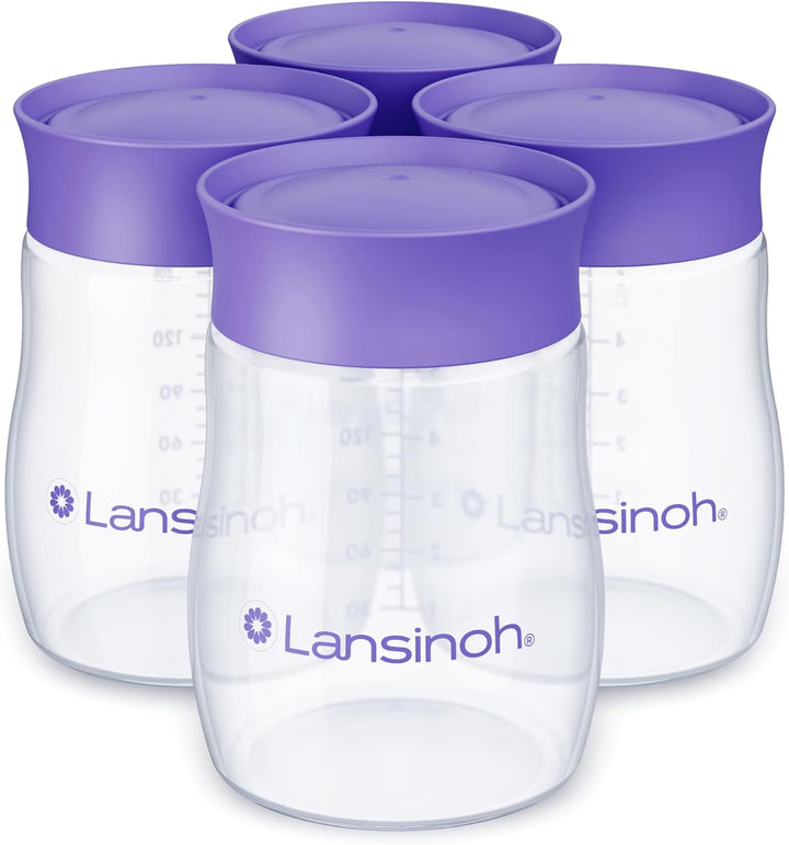Lansinoh Breastmilk Storage Bottles | 4-Pack 5oz BPA &amp; BPS-Free | Pump-to-Storage Feeding Bottles | Compatible with Lansinoh Breast Pumps and Nipples
