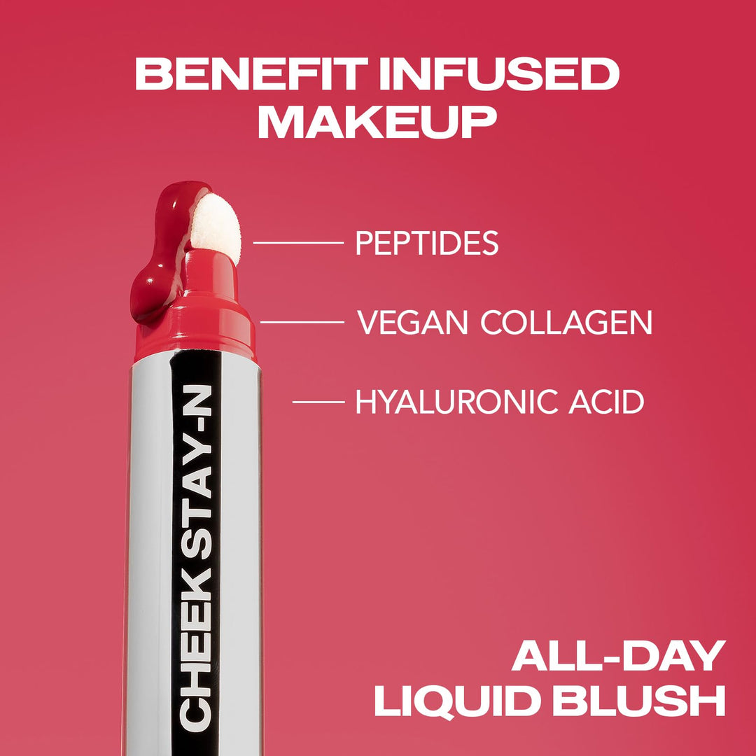 Sacheu Cheek STAY-N Liquid Blush for Cheeks — High Pigment, Buildable, Lightweight Cream Blush for Dewy &amp; Radiant Flushed Cheeks — Long-lasting &amp; Cruelty Free 0.34 Fl Oz