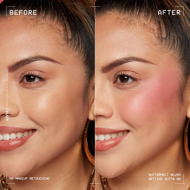 NYX PROFESSIONAL MAKEUP Buttermelt Powder Blush, Fade and Transfer-Resistant Blush, Up to 12HR Make Up Wear, Vegan Formula - My Butta Half