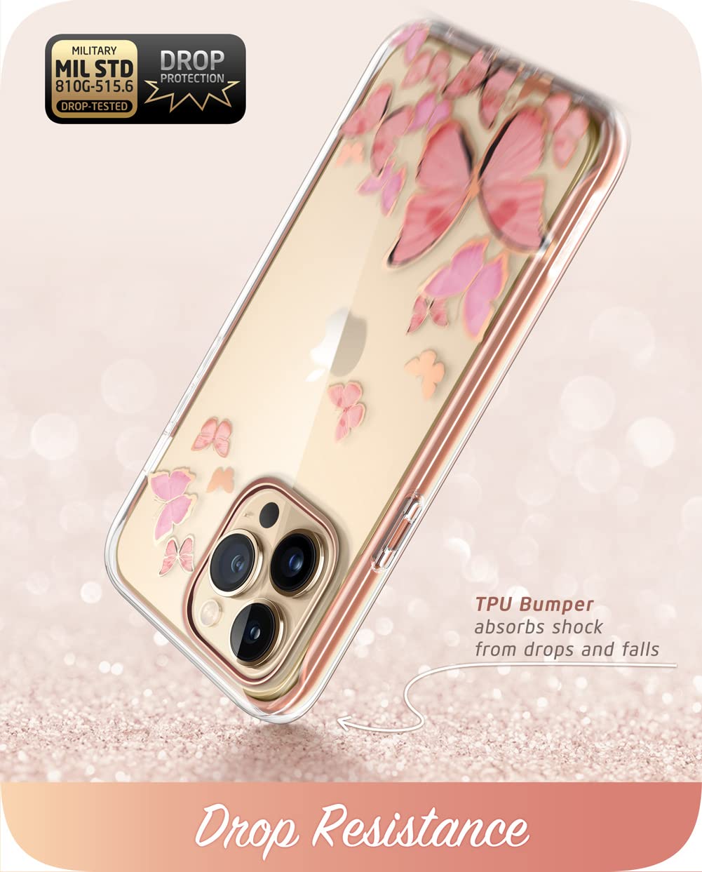 i-Blason Cosmo for iPhone 13 Pro Max Case [Built-in Screen Protector] [Military-Grade Protection] Slim Full-Body Stylish Protective Shockproof Phone Case for iPhone 13 Pro Max (Butterfly)