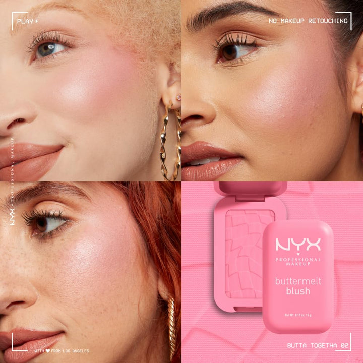 NYX PROFESSIONAL MAKEUP Buttermelt Powder Blush, Fade and Transfer-Resistant Blush, Up to 12HR Make Up Wear, Vegan Formula