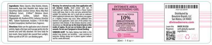 Divine Derriere Intimate Dark Spot Remover for Body, Face, Bikini and Sensitive Areas - Dark Spot Corrector Cream for Intimate Areas Contains Mulberry Extract, Alpha Arbutin, Peptide 30 ml