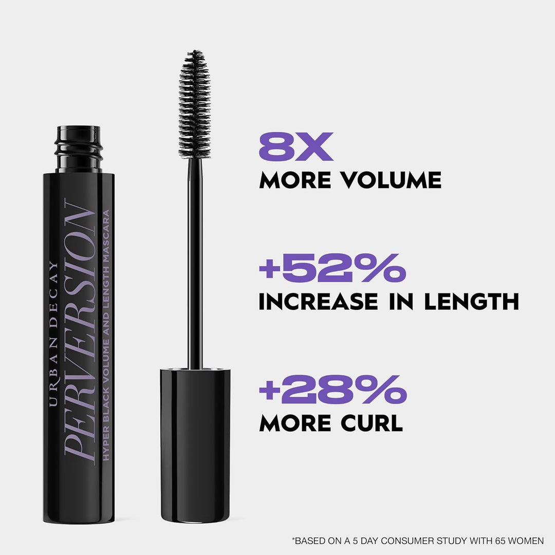 Urban Decay Perversion Volumizing Mascara - Intense Black Lengthening Mascara, Smudge-Resistant, Flake-free, Buildable Lash Volume & Length, Curling & Separating, Vegan Formula, Cruelty-free