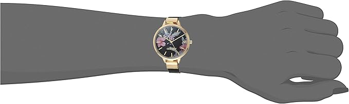 Nine West Women's NW/2044FLBK Dress Watch with Faux Leather Strap, Black