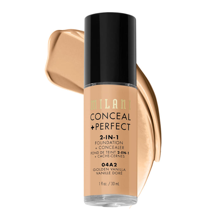 Milani Conceal + Perfect 2-in-1 Foundation + Concealer for a Flawless Complexion, Under Eye Corrector, Cover Redness and Imperfections, Waterproof and Sweatproof