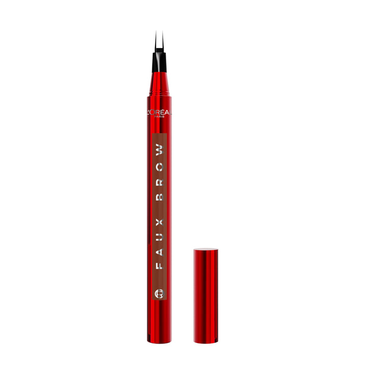 L'Oreal Paris Faux Brow, Hair-Like, Filling Eyebrow Pen with Double-Brush Tip, Fast & Precise Eyebrow Makeup, Soft Black, 0.04 Fl Oz