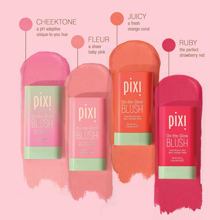 Pixi On-the-Glow Blush Stick , Hydrating Tinted Moisture Stick for Cheeks and Lips with Ginseng, Aloe Vera and Fruit Extracts, Twist-Up Design, Paraben-Free, 19g / 0.6 oz