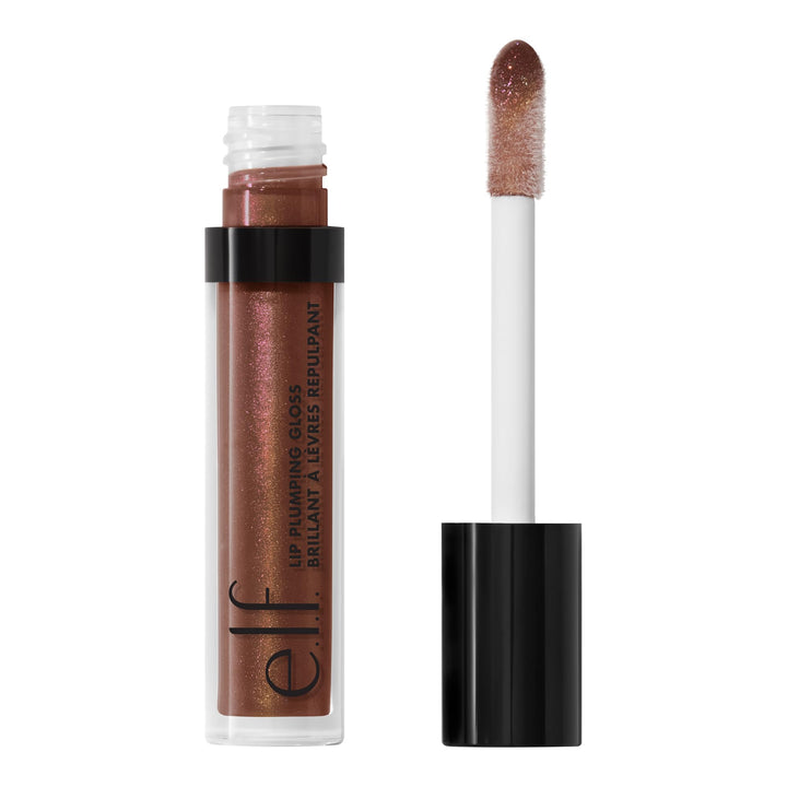 e.l.f. Lip Plumping Gloss, Hydrating, Nourishing, Invigorating, High-Shine, Plumps, Volumizes, Cools, Soothes, Champagne Glam, Shimmer, 0.1 Oz