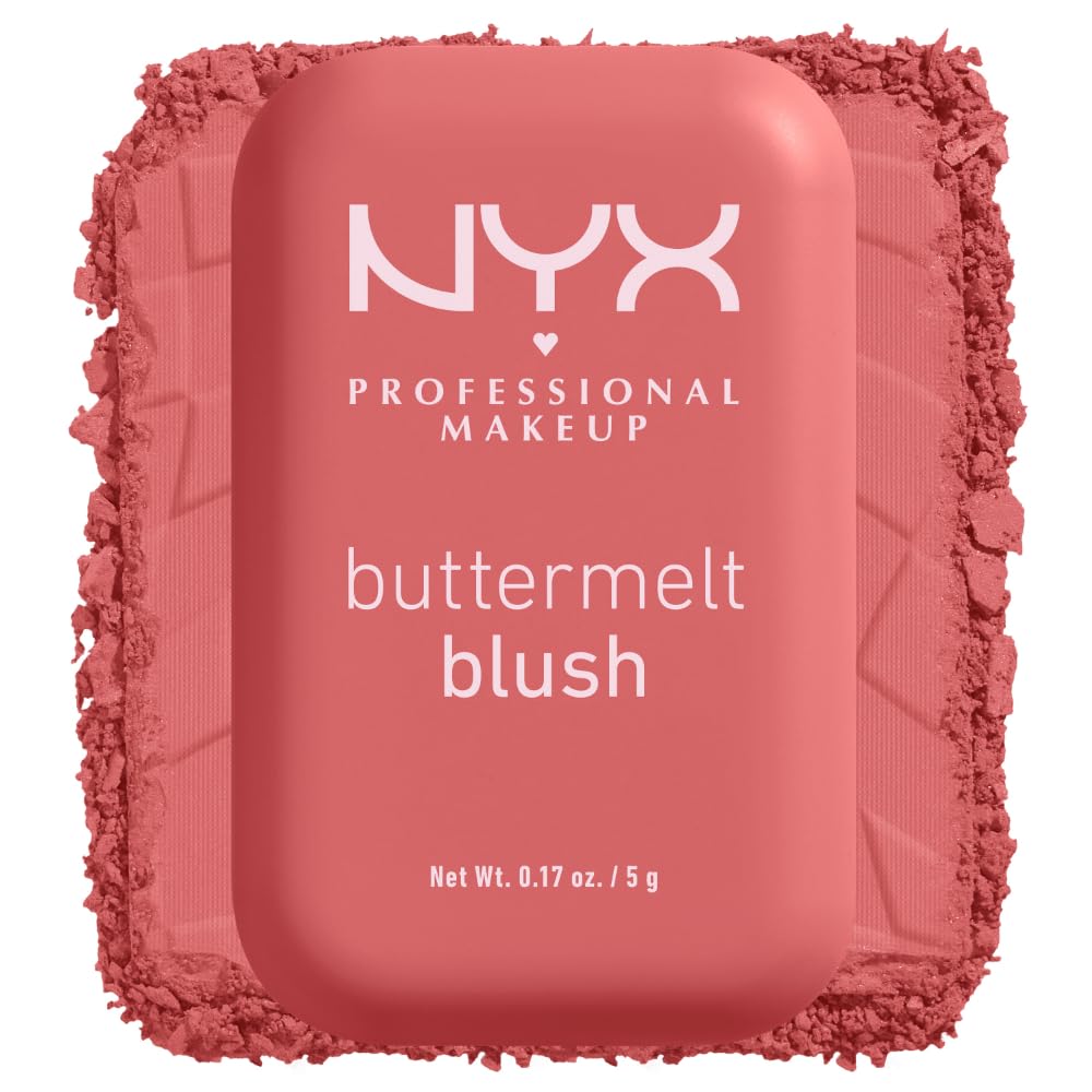 NYX PROFESSIONAL MAKEUP Buttermelt Powder Blush, Fade and Transfer-Resistant Blush, Up to 12HR Make Up Wear, Vegan Formula