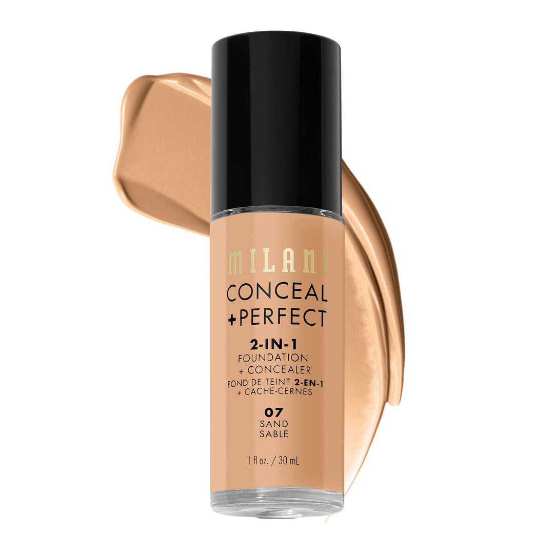 Milani Conceal + Perfect 2-in-1 Foundation + Concealer for a Flawless Complexion, Under Eye Corrector, Cover Redness and Imperfections, Waterproof and Sweatproof