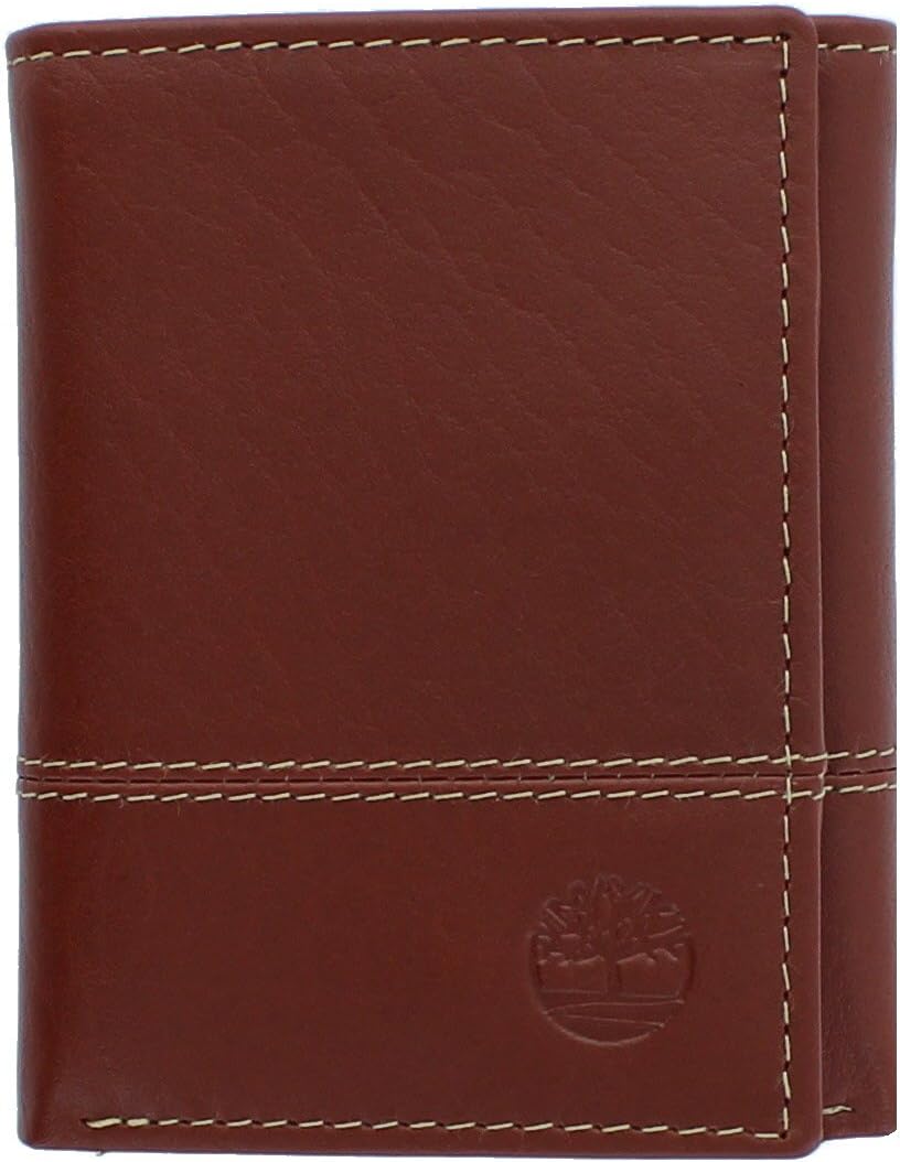 Timberland D67011/35 mens Genuine Leather Rfid Blocking Trifold Wallet, Cognac, One Size