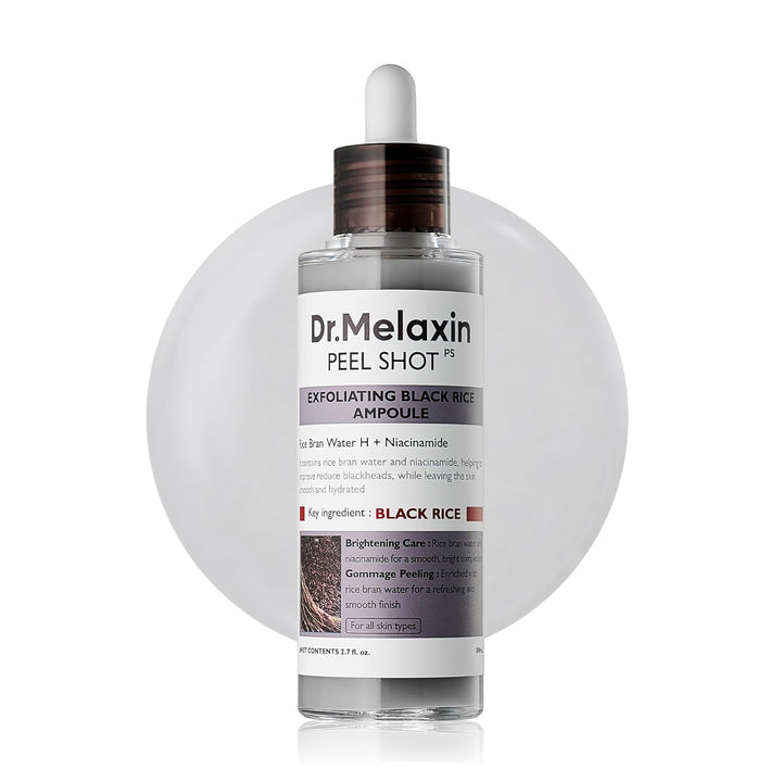 Dr.Melaxin Peel Shot Glow مقشر الأرز الأسود 80 مل، مزيل الجلد الميت مقشر لطيف بخلاصة ماء الأرز، أحماض ألفا وبيتا هيدروكسي، نياسيناميد، لتحسين ملمس البشرة يومياً، لجميع أنواع البشرة، مستحضرات العناية بالبشرة الكورية