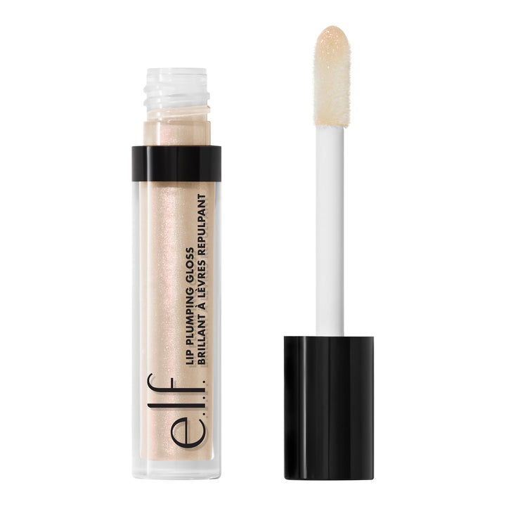 e.l.f. Lip Plumping Gloss, Hydrating, Nourishing, Invigorating, High-Shine, Plumps, Volumizes, Cools, Soothes, Champagne Glam, Shimmer, 0.1 Oz