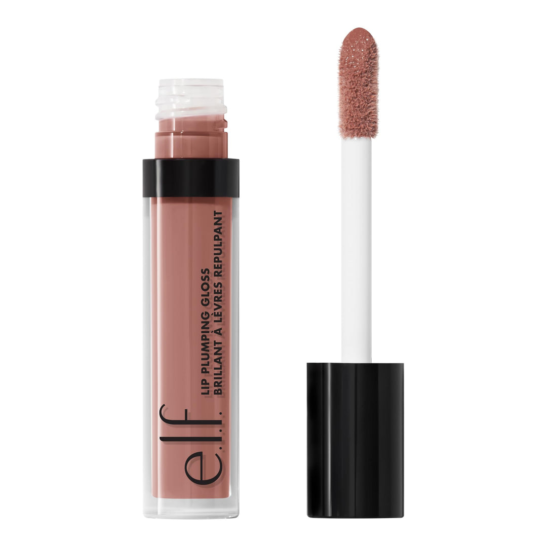 e.l.f. Lip Plumping Gloss, Hydrating, Nourishing, Invigorating, High-Shine, Plumps, Volumizes, Cools, Soothes, Champagne Glam, Shimmer, 0.1 Oz