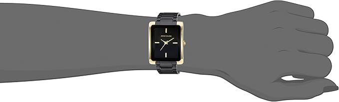 Anne Klein AK/2952LPRG Women's Ceramic Bracelet Watch - Black/Gold