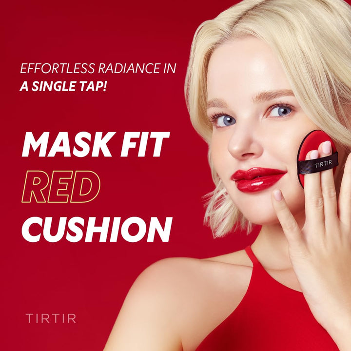 TIRTIR Mask Fit Red Cushion Foundation | Full coverage, Weightless, Skin fit, Satin Glow Finish, Korean Makeup, beauty, Tattoo cover up, Buildable 0.63 Fl Oz