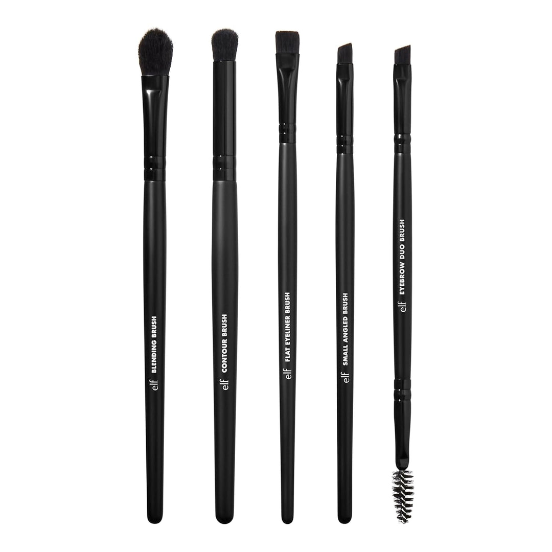 e.l.f. Ultimate Eyes 5 Piece Brush Collection, Makeup Brushes For Eyeliner, Eyeshadow, Brows & more, Vegan & Cruelty-Free