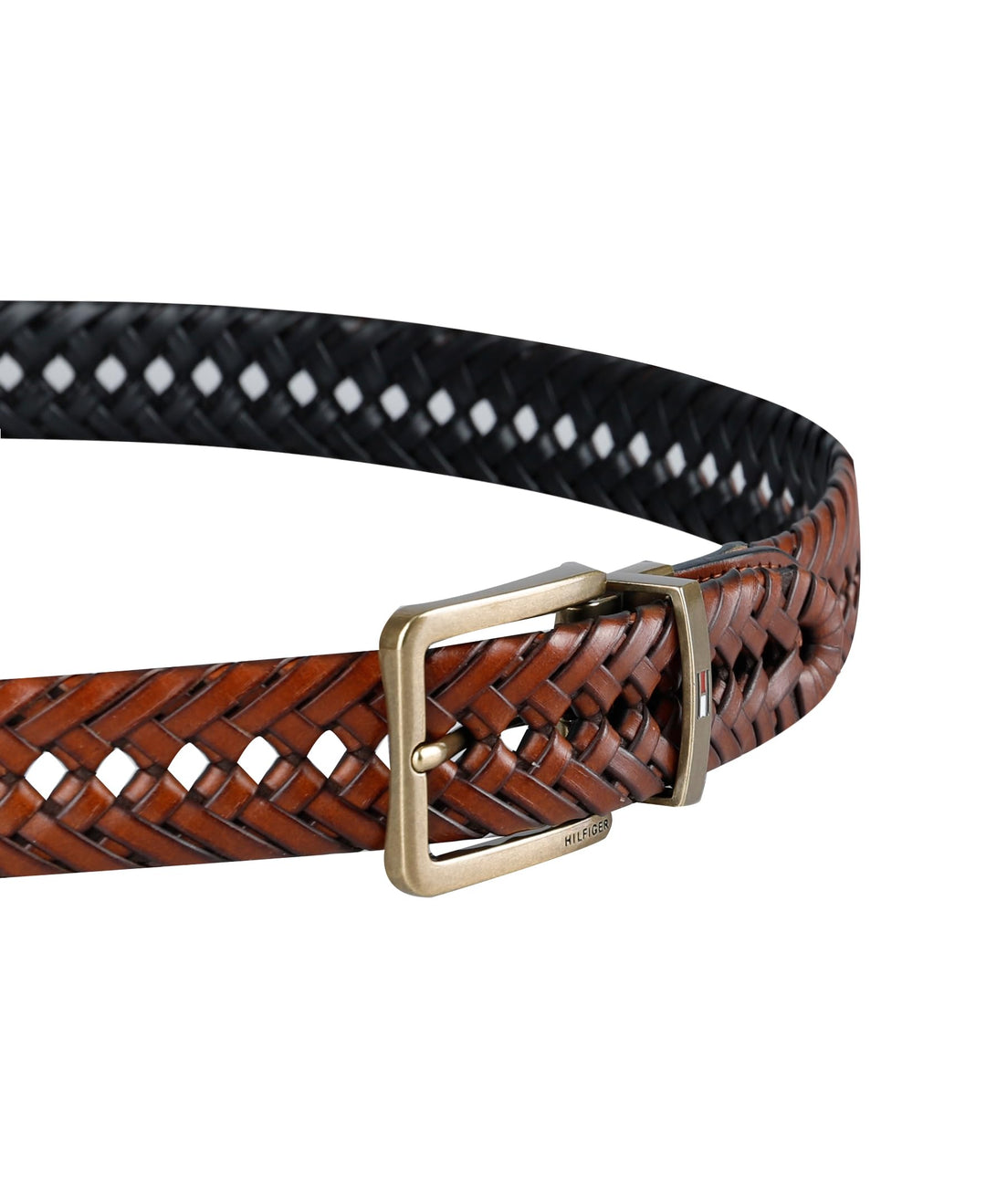 حزام جلدي مضفر رجالي 2 في 1 قابل للعكس من تومي هيلفيغر