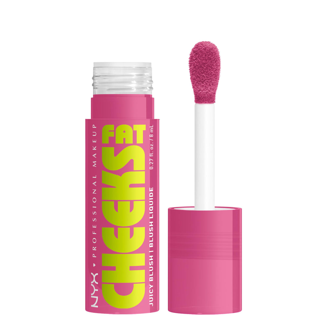 NYX PROFESSIONAL MAKEUP Fat Cheeks Liquid Blush, Buildable, Dewy Blush with Long-Lasting 12HR Wear - Blueberry Burst (Cool Purple)