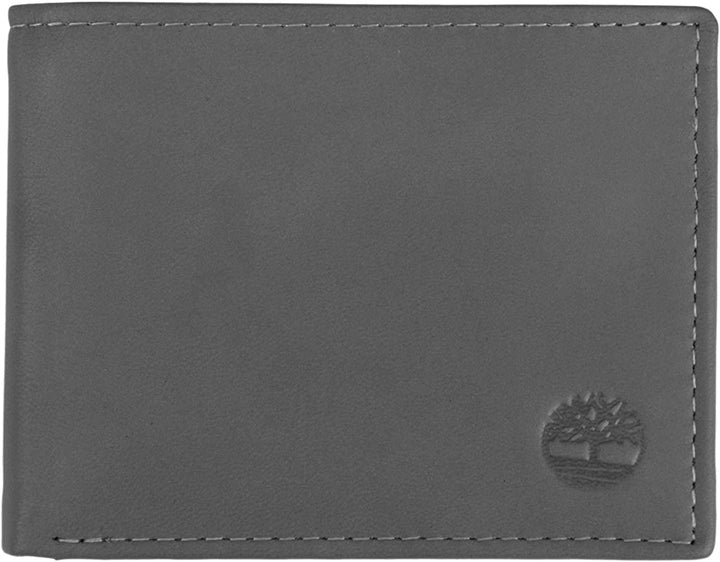 Timberland Men's D84218/30 Leather Wallet with Attached Flip Pocket Charcoal (Cloudy)