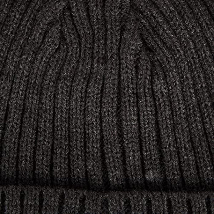 Timberland Men's Ribbed Beanie with Logo Patch, Charcoal Grey, One Size