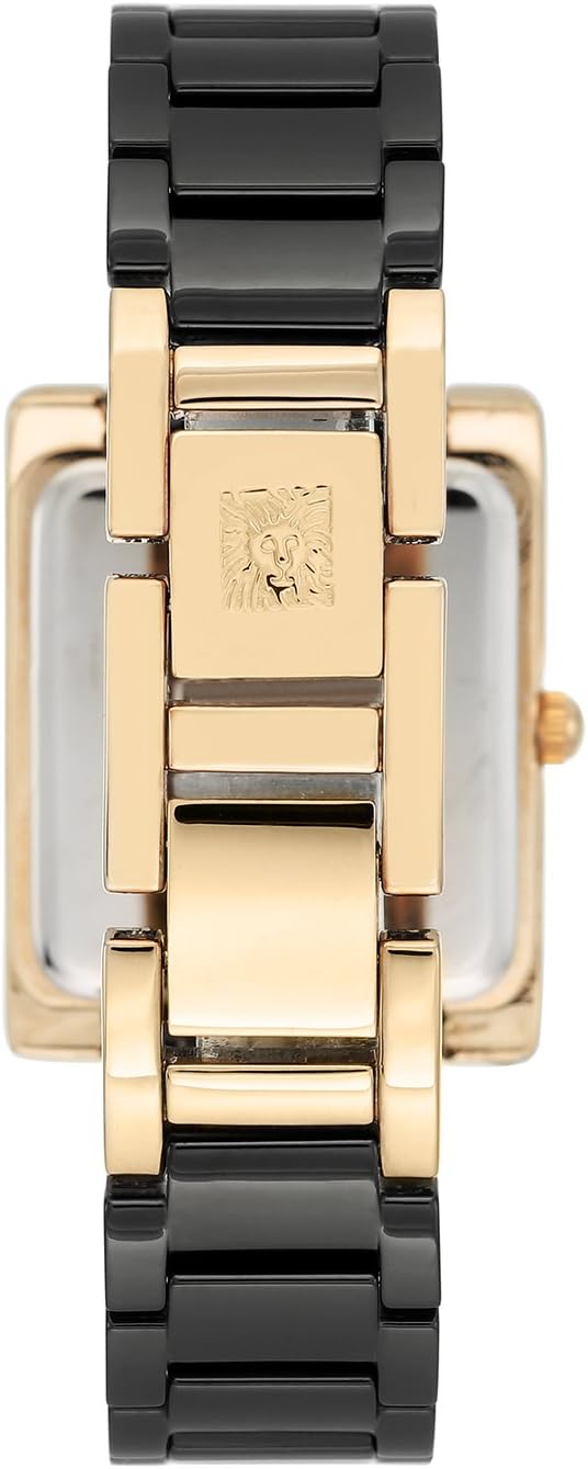 Anne Klein AK/2952LPRG Women's Ceramic Bracelet Watch - Black/Gold
