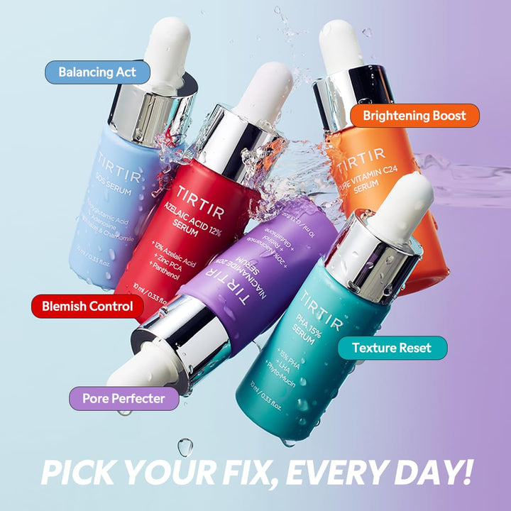 IRTIR 5 Actives Power Serums Kit – Korean Skin Care Set with Vitamin C, Niacinamide, Azelaic & Hyaluronic Acid, Hydrating Serum, Radiance Boost, Nourishment, Travel Essentials, Skincare Gift