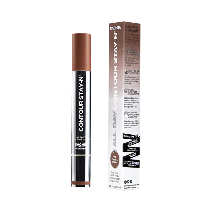 Sacheu Liquid Contour STAY-N Cream Contour, Longwear, Blendable &amp; builable formula, lightweight, transfer &amp; smudge-proof, vegan collagen, hyaluronic acid &amp; peptide