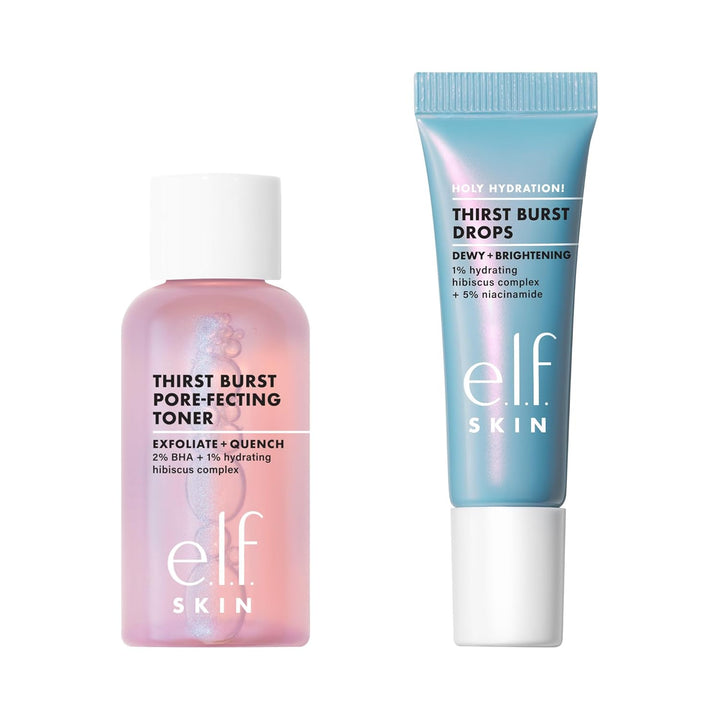 e.l.f. SKIN Thirst Burst Dew-O, Travel-Sized Skincare Set, Exfoliating Facial Toner &amp; Hydrating Serum Drops, Gives Skin A Dewy, Bouncy Glow, Vegan &amp; Cruelty-Free