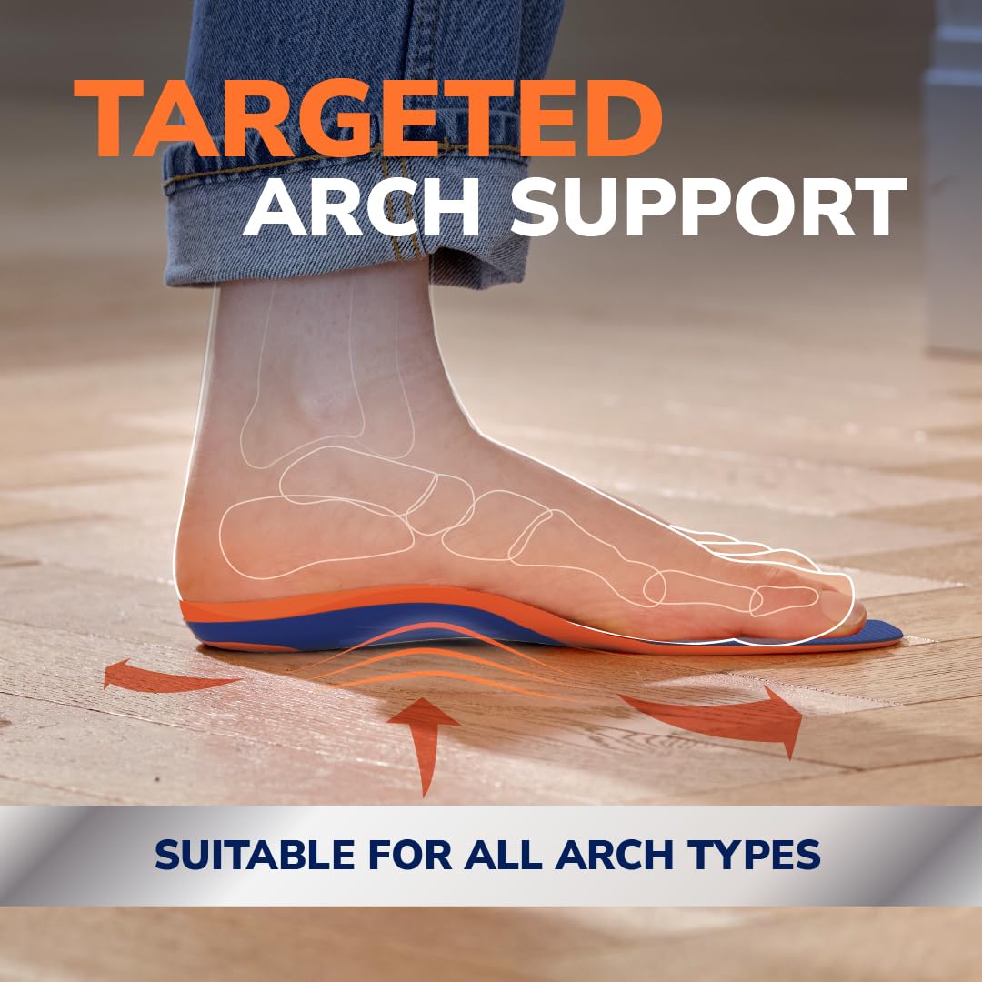 Dr. Scholl’s Advanced Pain Relief Insoles for Men Women, Heavy Duty Orthotics Inserts for Work Shoes &amp; Boots, Plantar Fasciitis &amp; Arch Support, Flat Feet, Shock-Absorbing, Supports up to 340 lbs