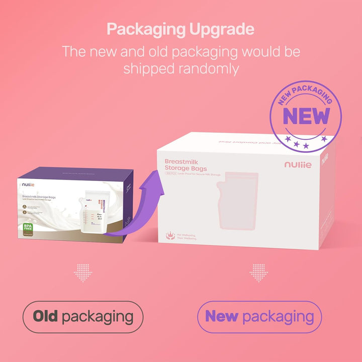 Nuliie Breastmilk Storage Bags Freezer, 8 OZ Breast Milk Storing Bags, BPA-Free, Milk Storage Bags with Pour Spout for Breastfeeding, Self-Standing Bag, Space Saving Flat Profile