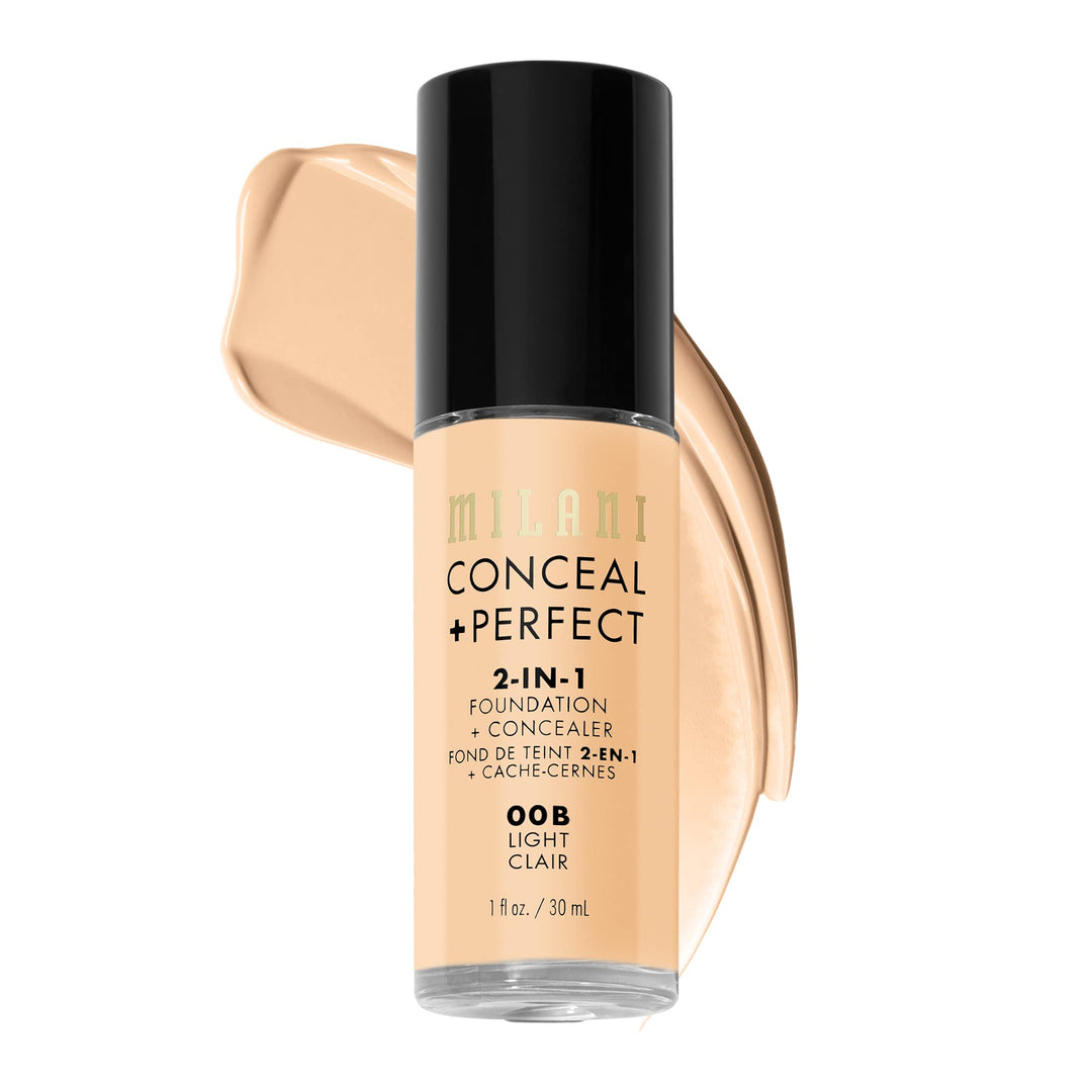 Milani Conceal + Perfect 2-in-1 Foundation + Concealer for a Flawless Complexion, Under Eye Corrector, Cover Redness and Imperfections, Waterproof and Sweatproof
