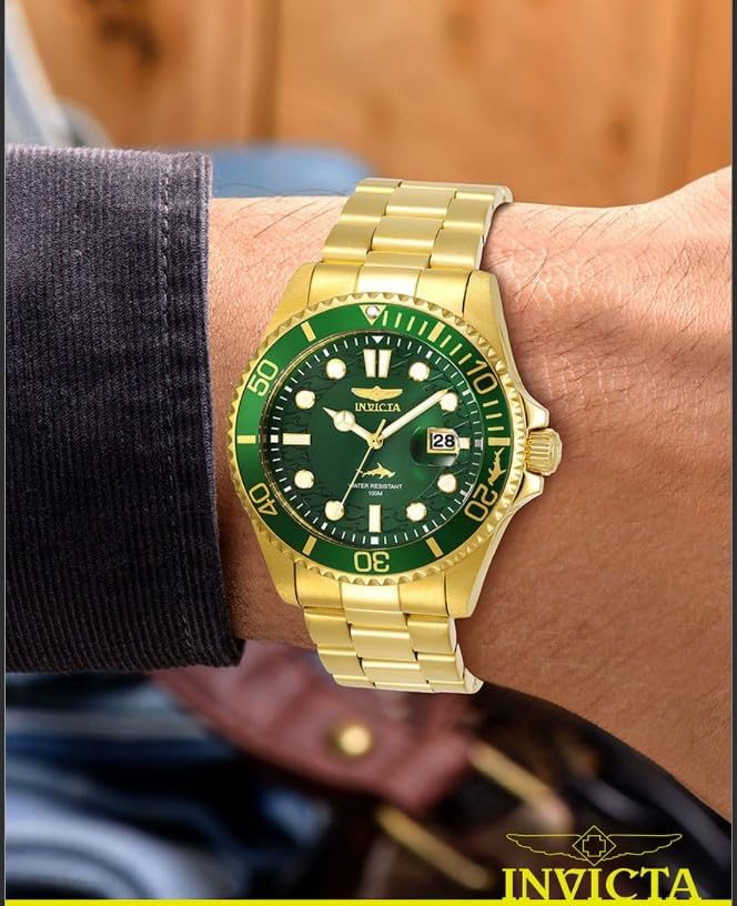 Invicta Mens 30027 Pro Diver Quartz Watch, Green-Gold