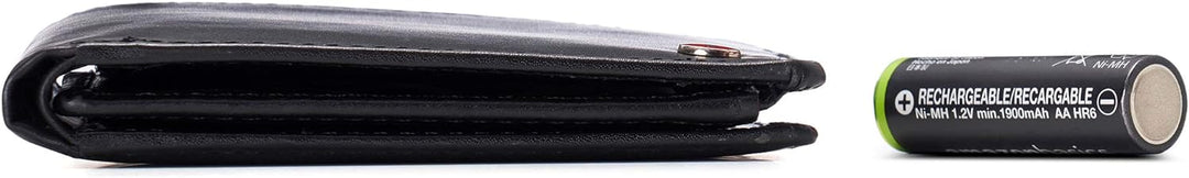 Alpine Swiss Mens Spencer RFID Bifold Wallet 2 ID Windows Divided Bill Section Smooth Leather - Black