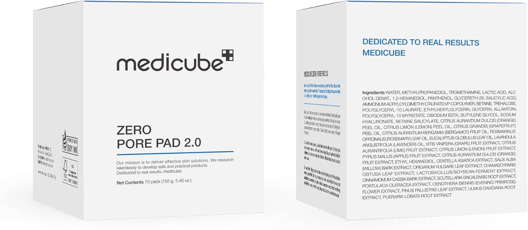 medicube Toner Pads Zero Pore Pad 2.0 | Dual-Textured Facial Pad for Exfoliation and Pore Care with 4.5% AHA Lactic Acid, 0.45% BHA Salicylic Acid | Ideal for All, Korean Skin Care, 70 Pads (1 Pack)