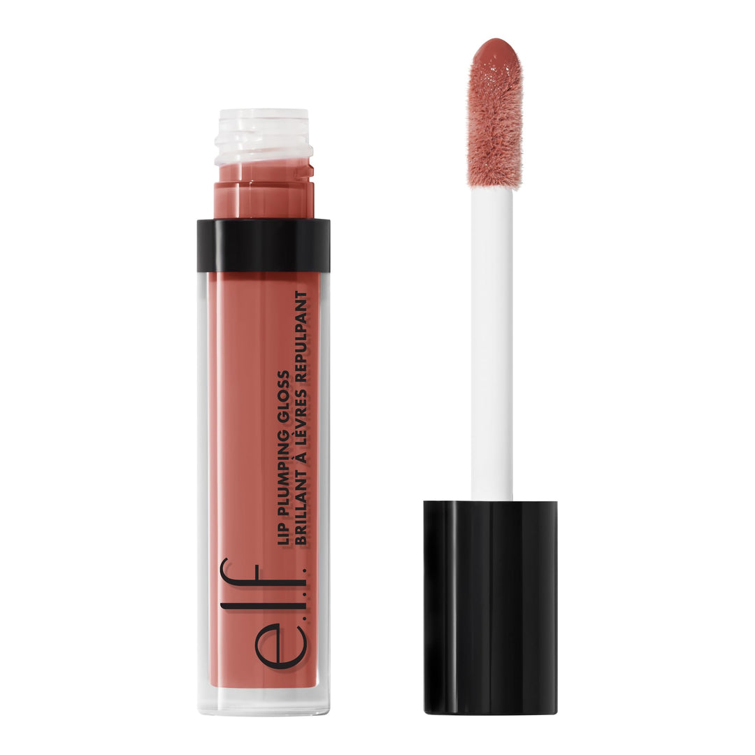 e.l.f. Lip Plumping Gloss, Hydrating, Nourishing, Invigorating, High-Shine, Plumps, Volumizes, Cools, Soothes, Champagne Glam, Shimmer, 0.1 Oz
