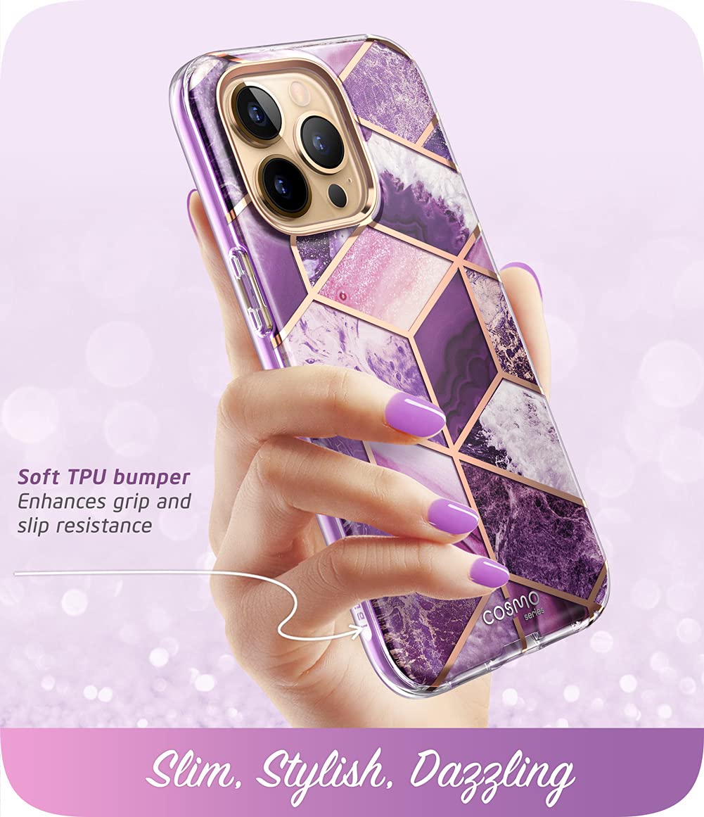 i-Blason Cosmo for iPhone 13 Pro Max Case [Built-in Screen Protector] [Military-Grade Protection] Slim Full-Body Stylish Protective Shockproof Phone Case for iPhone 13 Pro Max (Butterfly)