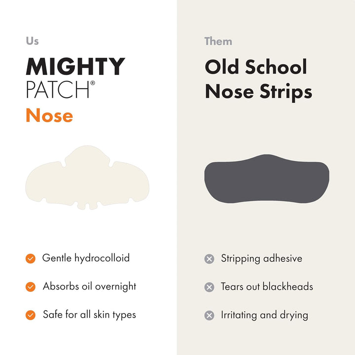 Mighty Patch Nose Pimple Patches, Large Hydrocolloid Pore Strips, Dermatologist Approved, Overnight, Pimple Stickers from Hero Cosmetics, 10 count