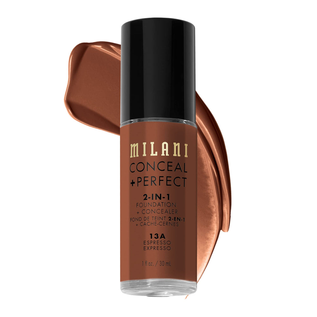 Milani Conceal + Perfect 2-in-1 Foundation + Concealer for a Flawless Complexion, Under Eye Corrector, Cover Redness and Imperfections, Waterproof and Sweatproof