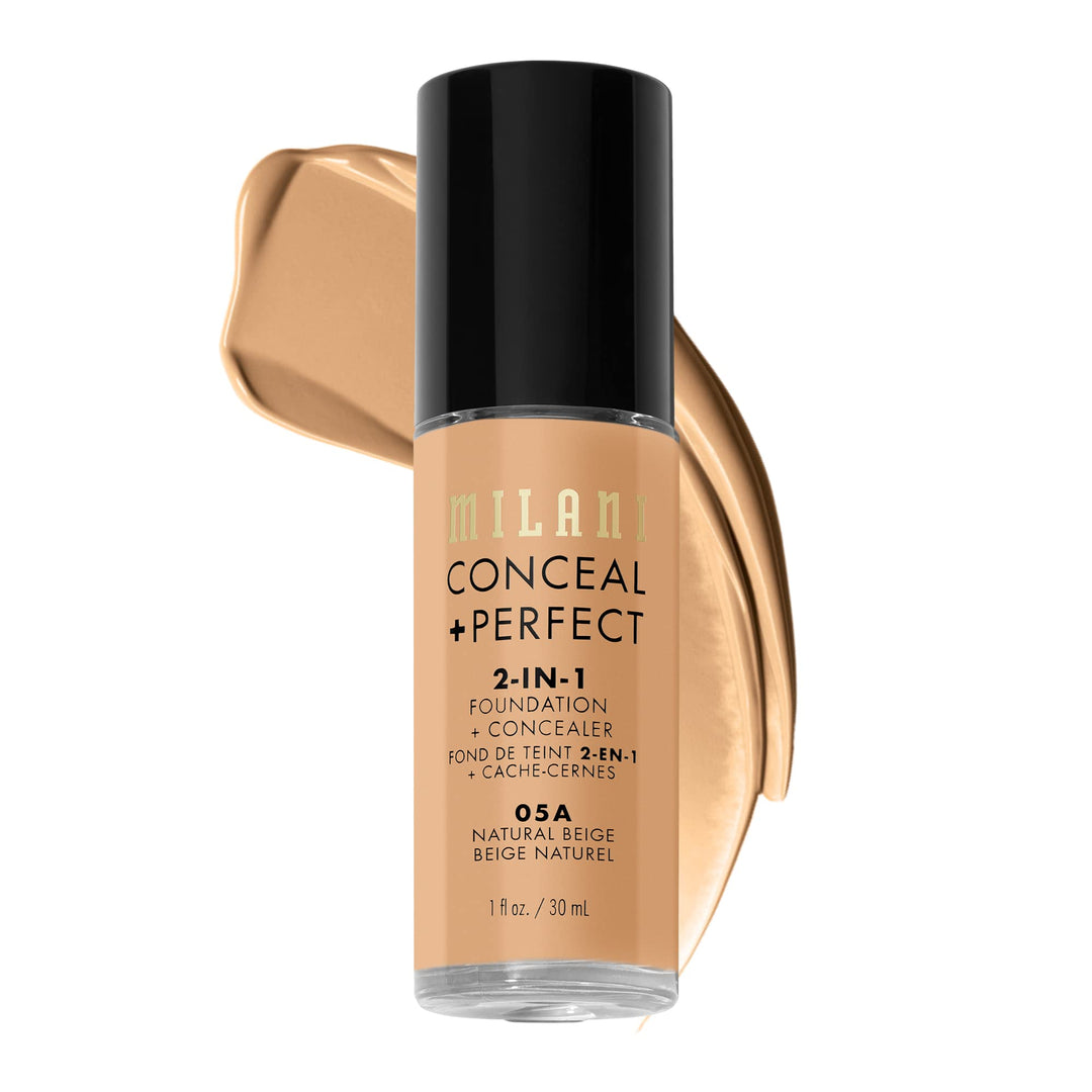 Milani Conceal + Perfect 2-in-1 Foundation + Concealer for a Flawless Complexion, Under Eye Corrector, Cover Redness and Imperfections, Waterproof and Sweatproof