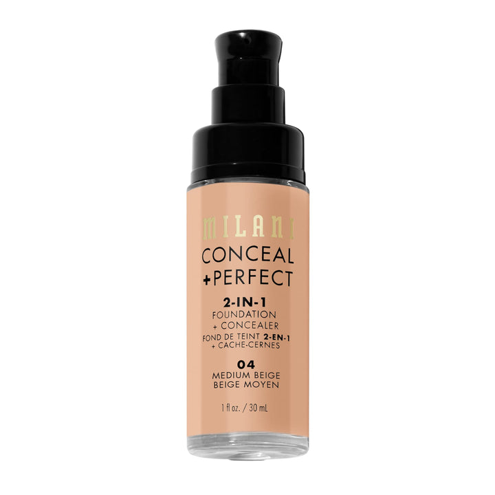 Milani Conceal + Perfect 2-in-1 Foundation + Concealer for a Flawless Complexion, Under Eye Corrector, Cover Redness and Imperfections, Waterproof and Sweatproof