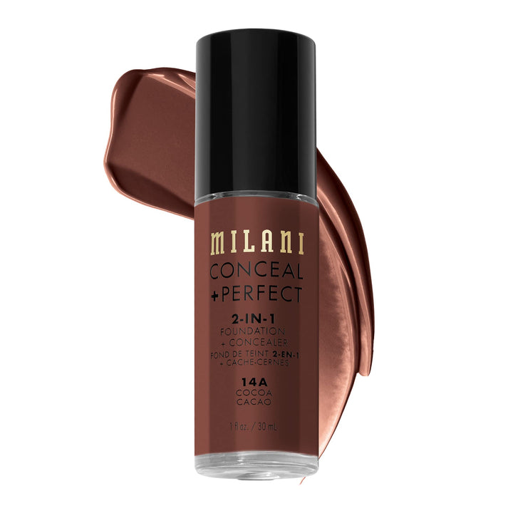 Milani Conceal + Perfect 2-in-1 Foundation + Concealer for a Flawless Complexion, Under Eye Corrector, Cover Redness and Imperfections, Waterproof and Sweatproof
