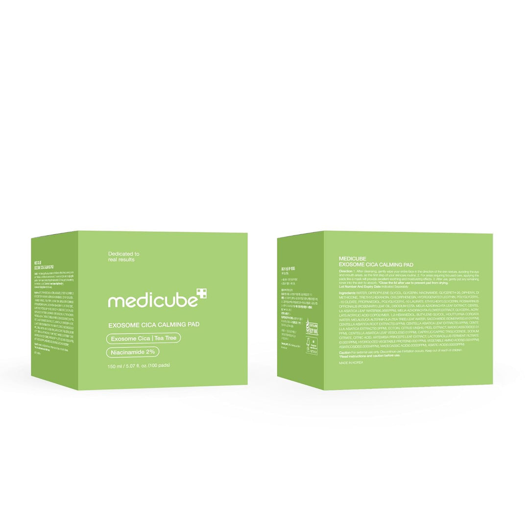 medicube Toner Pads Exosome CICA Tea Tree Calming Toner Pad for Sensitive Skin | Centella Asiatica for Redness, Breakouts | Low-irritating &amp; Hydrating Care | Korean Skincare, 100 Pads (1 Pack)