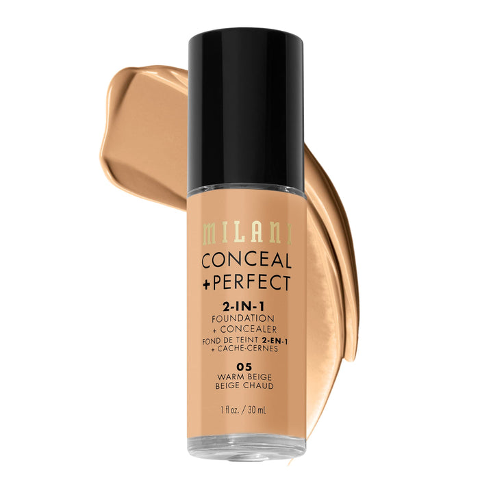 Milani Conceal + Perfect 2-in-1 Foundation + Concealer for a Flawless Complexion, Under Eye Corrector, Cover Redness and Imperfections, Waterproof and Sweatproof